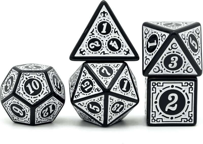Poludie DND Dice Set -D&D Polyhedral Dice (7 Pcs) with Gift Leather Dice Bag for Dungeons and Dragons Role Playing Dice Games RPGs (Dice-White with Black Edge) - Image 2